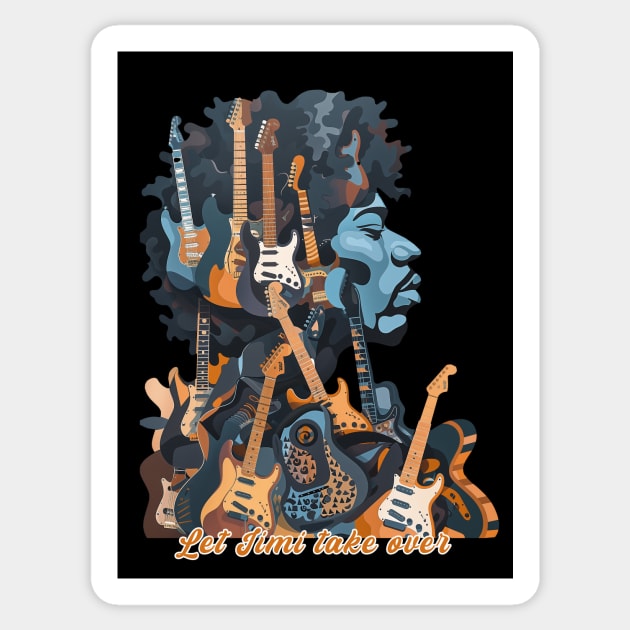 Jimi Hendrix takes over Sticker by Ken Savana